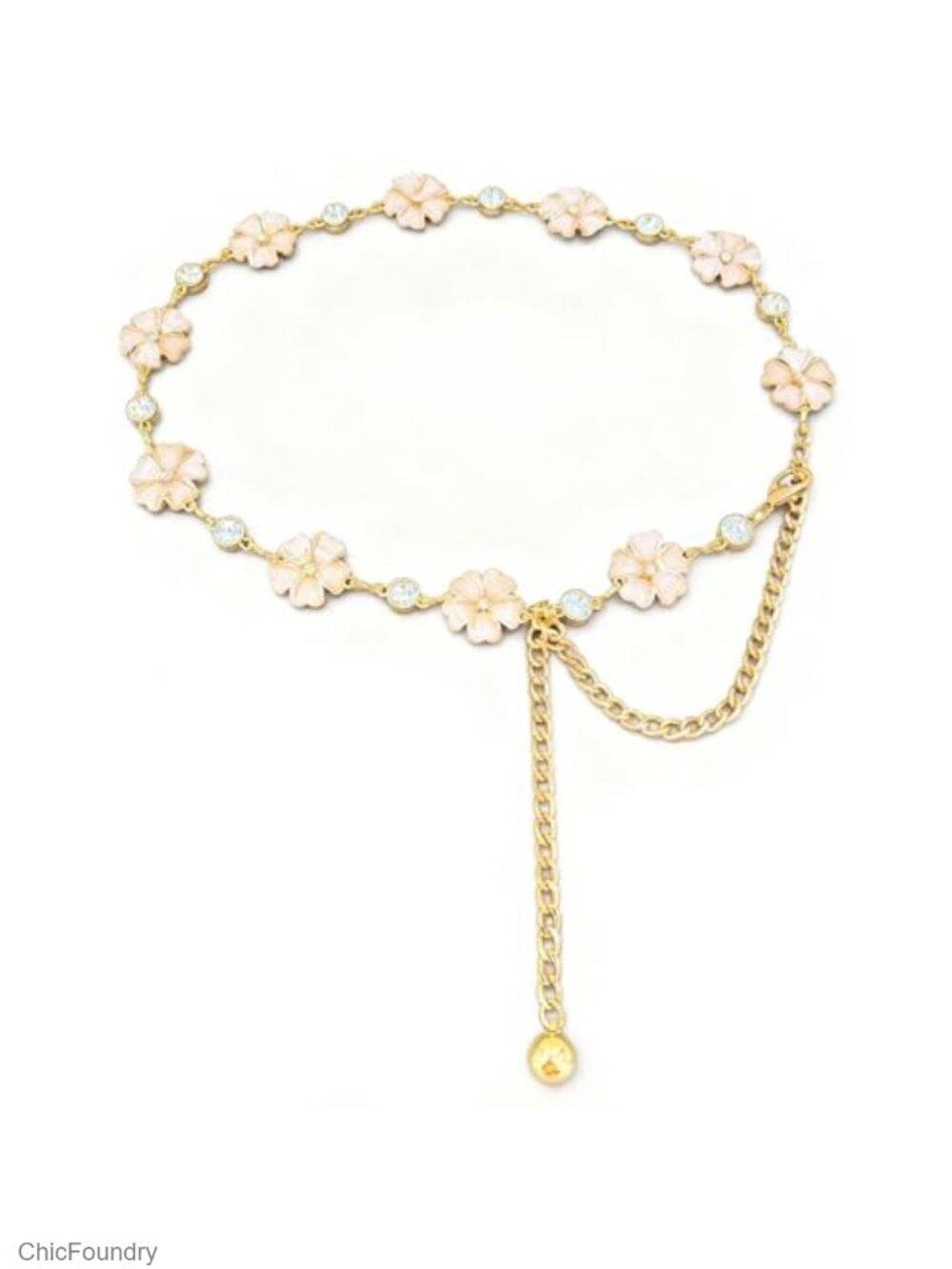 Adjustable Rhinestone Chain Waist Belt Metal Women
